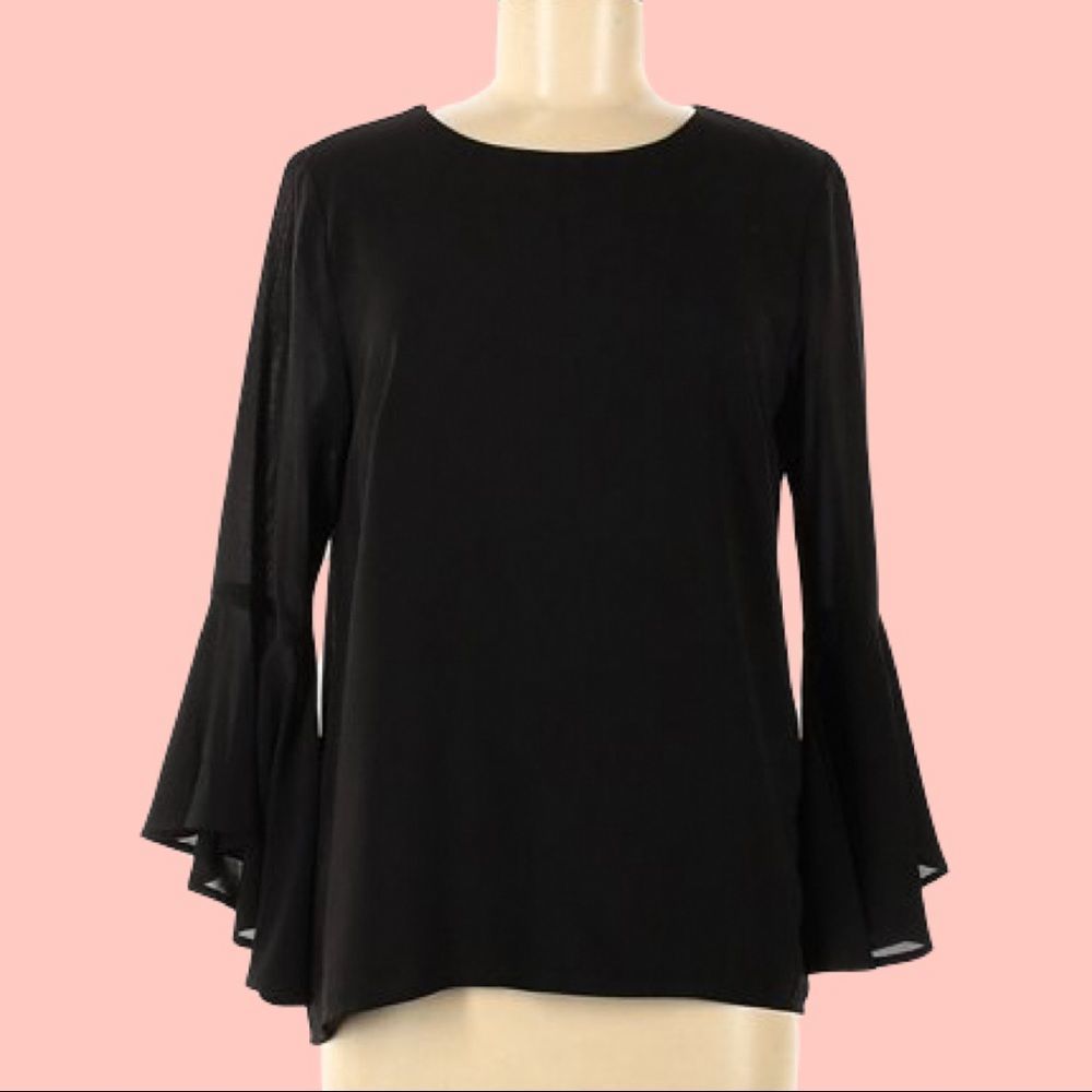 goldray black blouse bell sleeve